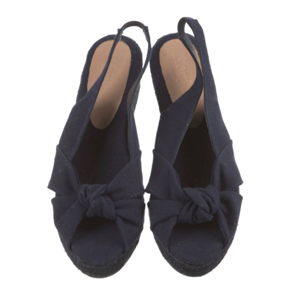 Rouje Estelle Navy Blue Espadrilles wedge sandal heel 39 EU shoes